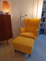 Gele fauteuil + voetenbank Ikea (oorfauteuil), Huis en Inrichting, Fauteuils, Ophalen, Zo goed als nieuw