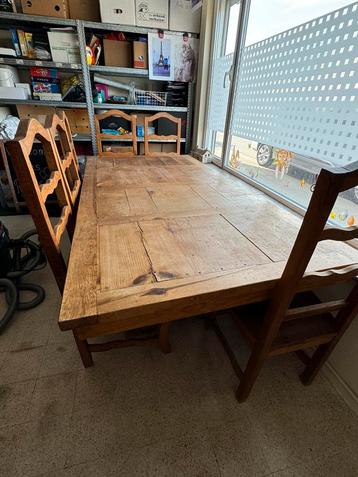 Mexicaans massief grenen eettafel met 6 stoelen  beschikbaar voor biedingen