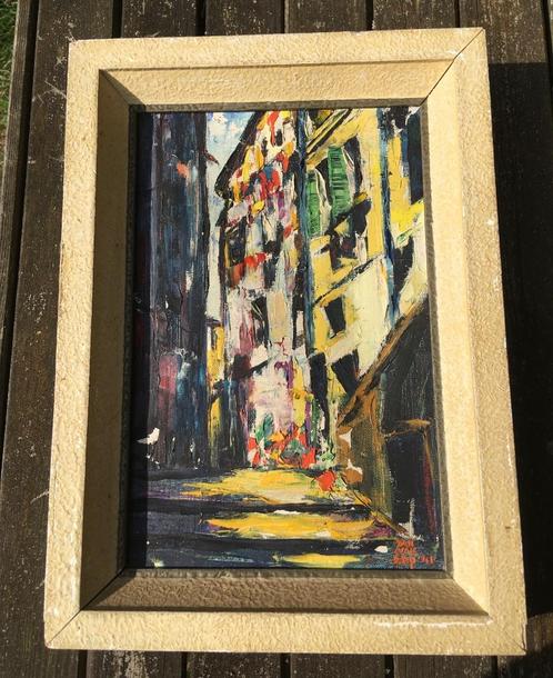 1941 olieverfschilderij Jan Van Erp NL Napoletaans straatje, Antiek en Kunst, Kunst | Schilderijen | Modern, Ophalen