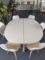 Ronde tafel met 6 witte stoelen, Huis en Inrichting, Ophalen, Zo goed als nieuw