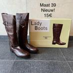 Donkerbuine lederen winterlaarzen mt 39 - nieuw!, Vêtements | Femmes, Chaussures, Neuf, Brun, Enlèvement, Bottes hautes