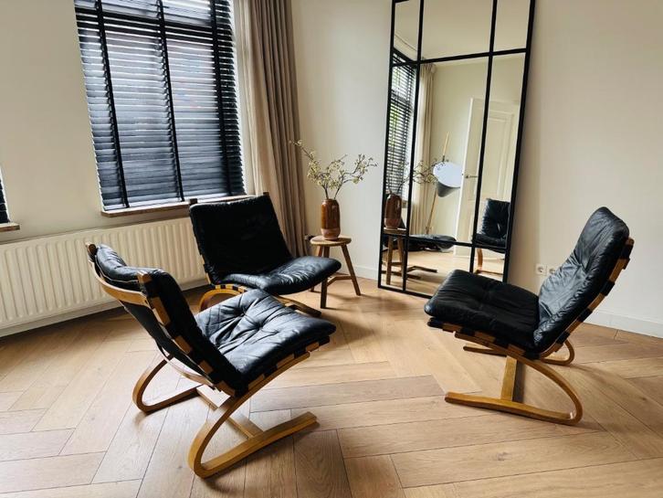 Ingmar relling siesta 3 stuks, Huis en Inrichting, Fauteuils, Gebruikt, Hout, Leer, 50 tot 75 cm, Ophalen