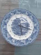 Prachtige Delft blauwe klok op keramiek bord /diameter: 36cm, Ophalen