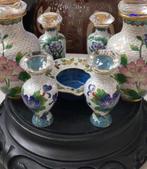 WHITE MININATURE CLOISONNE SET WITH MAGNIFICENT MOTIFS