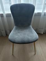 Set van 6 eetkamerstoelen -velvetstof met goudkleurige poten, Huis en Inrichting, Stoelen, Ophalen, Zo goed als nieuw, Stof, Vijf, Zes of meer stoelen