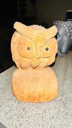 2 uilen beeldjes, 1 houten beeldje en 1 oliebrander uil, Ophalen, Gebruikt