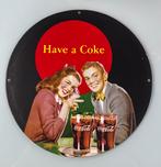 Coca cola geëmailleerde plaat 30cm, Verzamelen, Reclamebord, Zo goed als nieuw, Ophalen