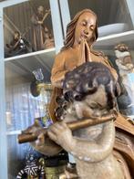 Vierge en prière avec ange en bois 43 cm, Enlèvement ou Envoi