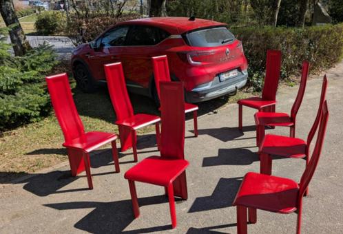 8 CHAISES en cuir Vintage, Huis en Inrichting, Stoelen, Gebruikt, Vijf, Zes of meer stoelen, Leer, Rood, Ophalen of Verzenden