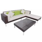 L VORMIG BRUIN LOUNGESET MET WITTE KUSSENS 156X216X73, 3 zitplaatsen, Nieuw, Ophalen of Verzenden, Loungeset