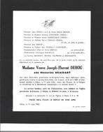 FAIRE PART DECES - OHAIN - DEHOU / BRASSART 1884 -1962, Envoi, Utilisé