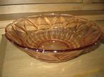 schaal-fruitschaal-ART DECO-amberkleurig glas-VINTAGE, Antiek en Kunst, Ophalen of Verzenden