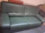2-zitszetel in leder donker groen - geen schade, Huis en Inrichting, Zetels | Zetels, Ophalen, Zo goed als nieuw