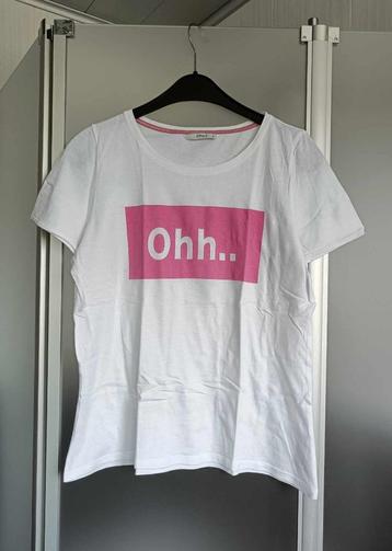 T-shirt - Wit - Roze - Ohh... - Only - Medium - Dames - €3