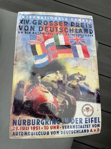 Verzamelaars item autoracen blikken bord uit 1951 Nürnberg beschikbaar voor biedingen