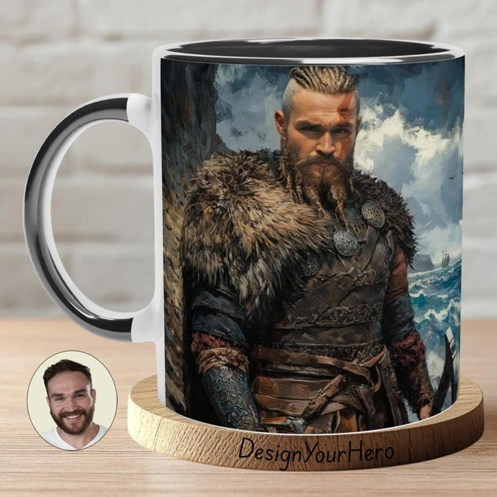 Mug personnalisé Ragnar – Style Vikings, héros au choix, Huis en Inrichting, Keuken | Servies, Nieuw, Kop(pen) en/of Schotel(s)