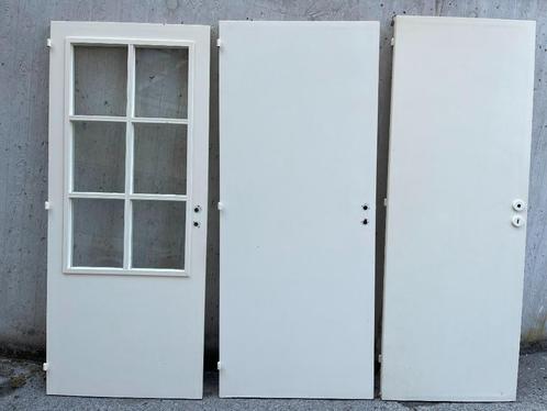 binnendeuren wit; hout en glas, Doe-het-zelf en Bouw, Deuren en Vliegenramen, Gebruikt, Binnendeur, Minder dan 200 cm, 80 tot 100 cm