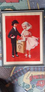Vintage reclamebord laurens sigaretten  + zegel 1960, Verzamelen, Ophalen of Verzenden, Reclamebord
