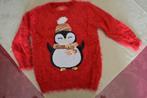 Pluizige trui met pinguin rood maat 104, Kinderen en Baby's, Kinderkleding | Maat 104, Gebruikt, Meisje, Trui of Vest, Ophalen of Verzenden