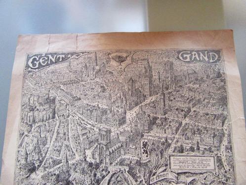 plan panoramique de la cuve de Gand Armand Heins 1929 1930, Boeken, Atlassen en Landkaarten, Gelezen, België, 1800 tot 2000, Ophalen