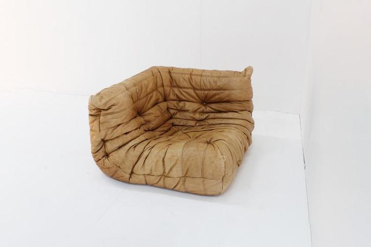 Vintage Togo hoek door Michel Ducaroy voor Ligne Roset leer, Antiek en Kunst, Antiek | Meubels | Stoelen en Sofa's, Ophalen