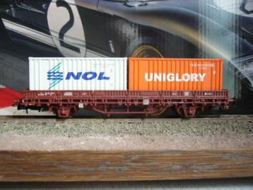 ELECTROTREN 1521K wagon KS avec 2 contenaires SNCB ho dc, Neuf, Autres marques, Enlèvement ou Envoi, Wagon