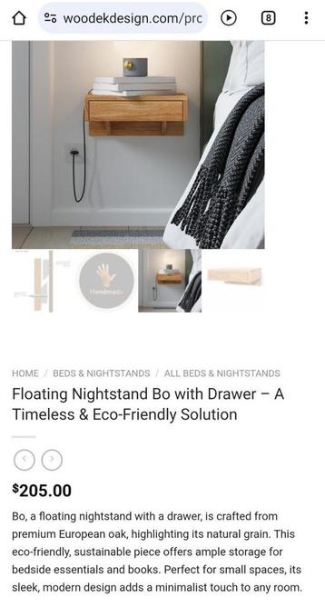 2 zwevende nachtkastjes NIEUW (helft van de prijs) beschikbaar voor biedingen