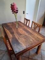 tafel met 4 stoelen (koloniale stijl) - Gratis, Ophalen, Gebruikt, Koloniaal, Teakhout