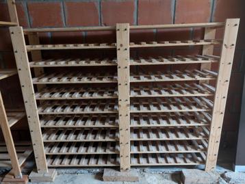 Houten wijnrek – 150 flessen - 1m60 breed beschikbaar voor biedingen