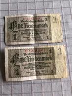 2 bankbiljetten van 1 DM - 1937 - geen stukken uit, Postzegels en Munten, Bankbiljetten | Europa | Niet-Eurobiljetten, Duitsland