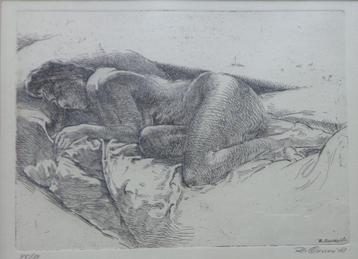 RAF COOREVITS / LIGGEND NAAKT / ZW-W ETS / 42x42cm / KADER beschikbaar voor biedingen