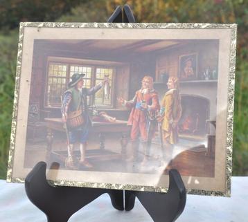 cadre sous verre ancien chromo retour de pèche  beschikbaar voor biedingen