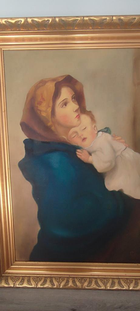 “Moeder en Kind” of Madonna met kind, Antiek en Kunst, Kunst | Schilderijen | Klassiek, Ophalen of Verzenden