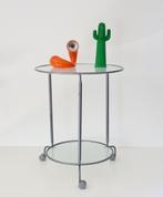 Vintage IKEA Rolling Side Table - Bijzettafel, Ophalen, Zo goed als nieuw, Glas