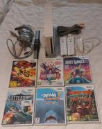 Wii console+6spellen+2bakjes+1nucknuck, Ophalen of Verzenden, Zo goed als nieuw, Met 3 controllers of meer, Met games