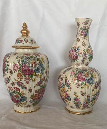2 vases vintage Keralux boch freres, Enlèvement, Autres couleurs, Poterie ou Porcelaine, Moins de 50 cm