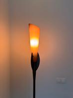 Vintage staanlamp met bordeauxrood glas, Huis en Inrichting, Ophalen, Gebruikt, Vintage, grijs RVS, Glas