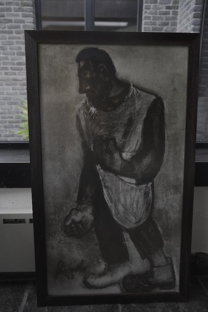 Expressieve zwart-wit tekening, Huis en Inrichting, Woonaccessoires | Schilderijen, Tekeningen en Foto's, Zo goed als nieuw, Tekening