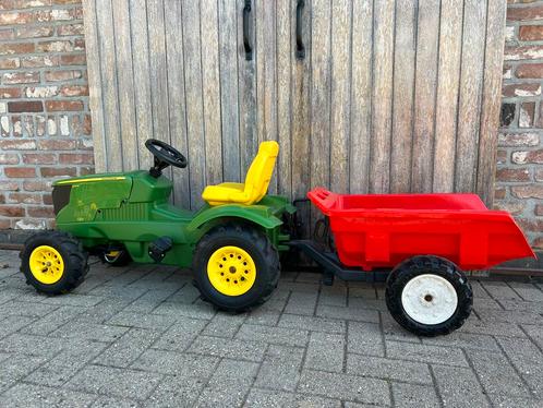 tractor John Deere met kipkar, Kinderen en Baby's, Speelgoed | Buiten | Voertuigen en Loopfietsen, Zo goed als nieuw, Trapvoertuig