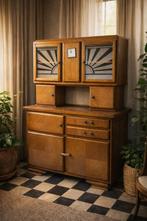 Authentieke vintage buffetkast met art-deco glas, Huis en Inrichting, Ophalen, Zo goed als nieuw, Glas