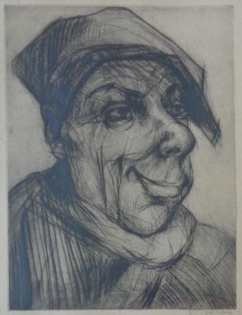 JACQUES BOONEN / MANSPORTRET / ZW-W ETS / 54x37cm / KADER, Antiek en Kunst, Kunst | Etsen en Gravures, Ophalen of Verzenden