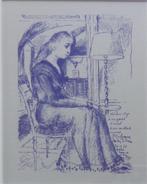 PAUL DELVAUX / ZITTENDE VROUW / KLEUROFFSET / 35x31cm KADER, Antiek en Kunst, Kunst | Litho's en Zeefdrukken, Ophalen of Verzenden