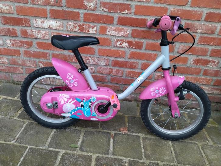 Meisjes kinderfiets 14 inch, Fietsen en Brommers, Fietsen | Kinderfietsjes, Gebruikt, Minder dan 16 inch, Zijwieltjes, Ophalen