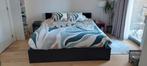 Cadre lit Malm Ikea Noir-Marron 160200 + 2 lattes lonset, Maison & Meubles, Enlèvement, Comme neuf, Noir
