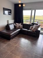 Canapé d’angle en cuir véritable brun à vendre, Maison & Meubles, Enlèvement, Utilisé, Cuir