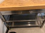 Rvs tafel met dik houten blad, Ophalen