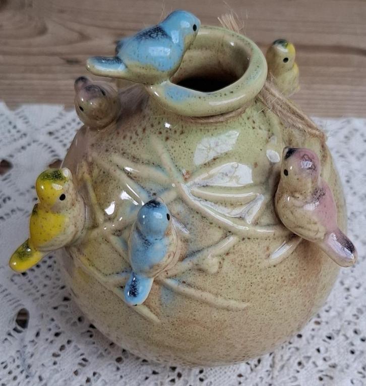 Landelijk vogel vaasje, Daan Kromhout, sier vaasje, Huis en Inrichting, Woonaccessoires | Vazen, Zo goed als nieuw, Overige kleuren