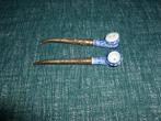 2 x vintage porselein en filigraan metalen pijpen, Ophalen of Verzenden, Zo goed als nieuw, (Water)pijp