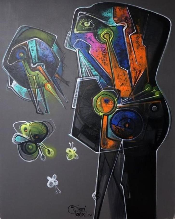 Aanbieding !! 3 Schilderijen van Simeon Gonzales + Boek, Antiek en Kunst, Kunst | Schilderijen | Modern, Ophalen of Verzenden