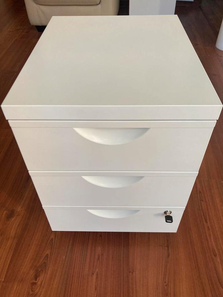 Caisson 3 tiroirs avec clef, Maison & Meubles, Bureaux, Utilisé, Avec roues, Enlèvement